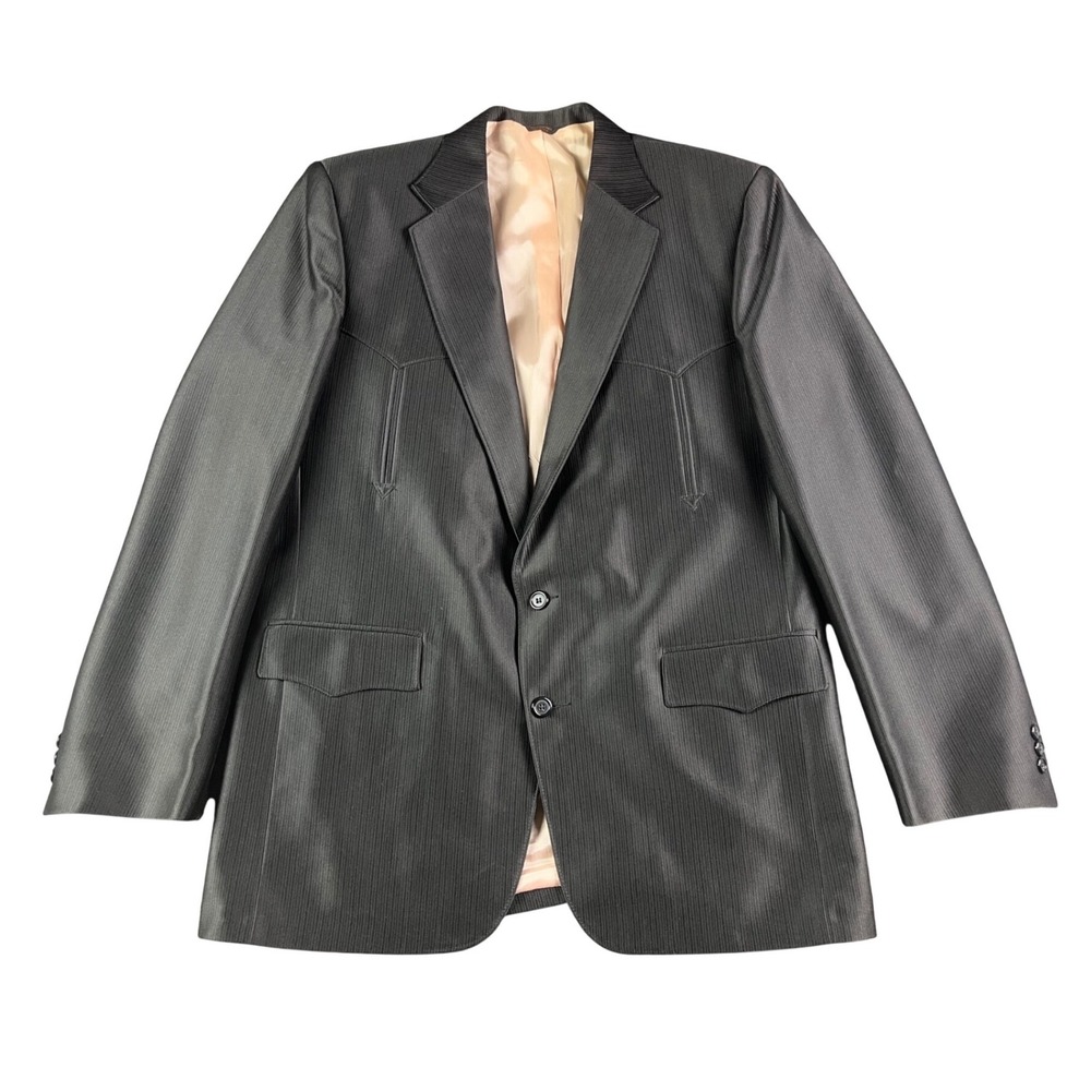 Pagano West Mens 46L Western Blazer Charcoal Grey Textured Cowboy Sport Coat USA